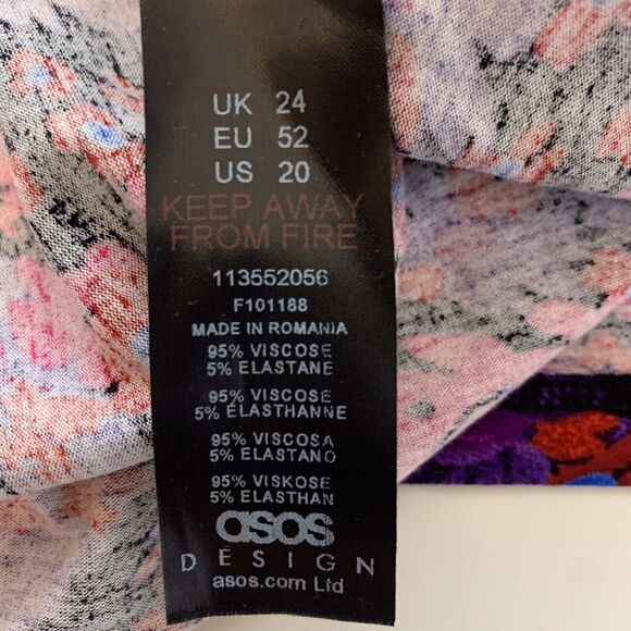 ASOS DESIGN Curve Floral Midi Skirt Ruched Front Split Plus Size 20 - Picture 7 of 11